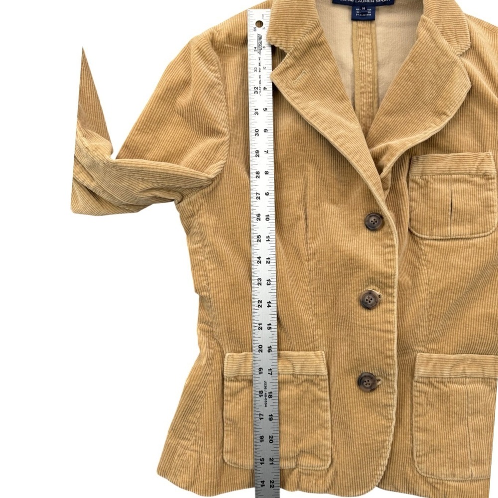 Vtg Ralph Lauren Sport Corduroy Blazer Tan Jacket 14 - Picture 8 of 10